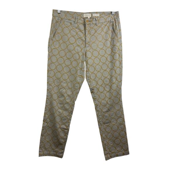 Chino by Anthropologie Relaxed Fit Embroidered Circle Pattern Pants Size 32 - Picture 12 of 13